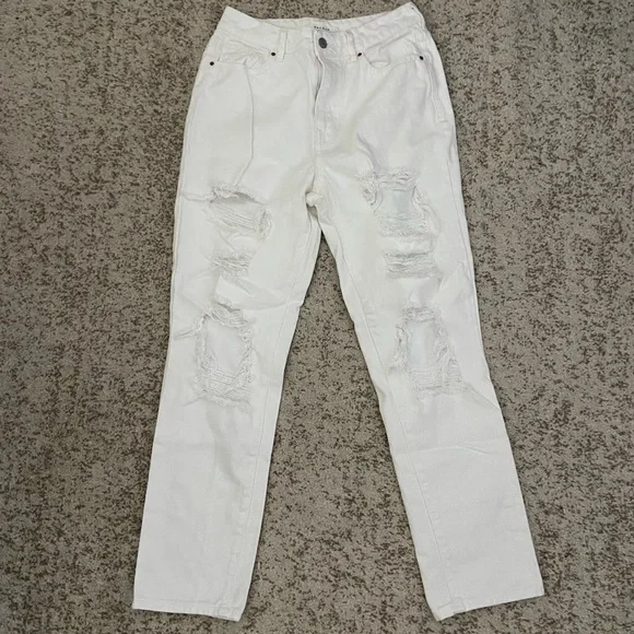PacSun Jeans Pacsun Distressed White Mom Jeans Size 27 Poshmark